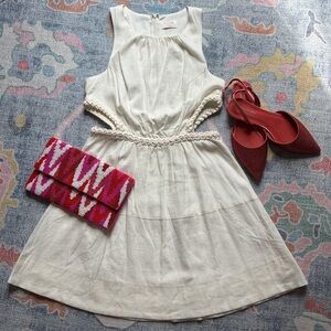 Linen blend side cutout Fate dress in ivory. Classy, tennis, prep, vacation